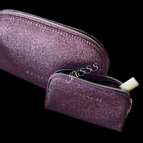 Purple (Sparkly) Coach Cosmetic-Makeup Bag/Coin-Pouch SET - Picture 8 of 15